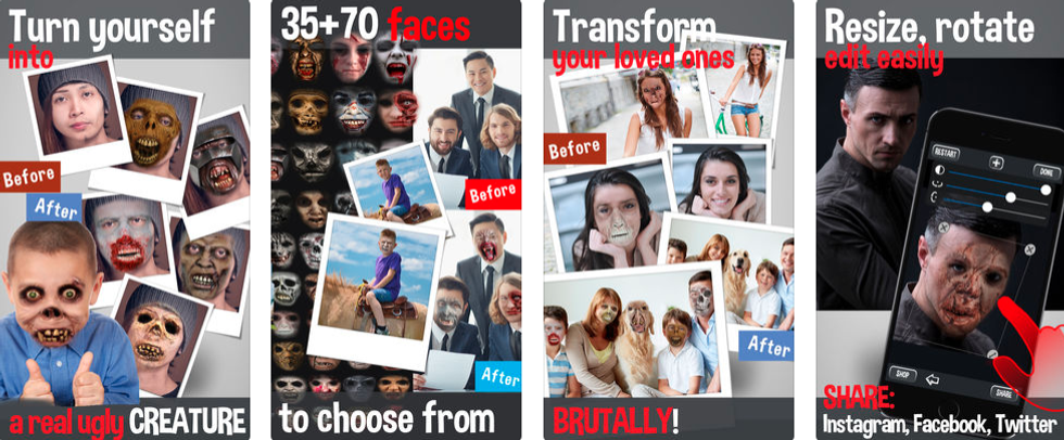 a screenshot of Zombie face app