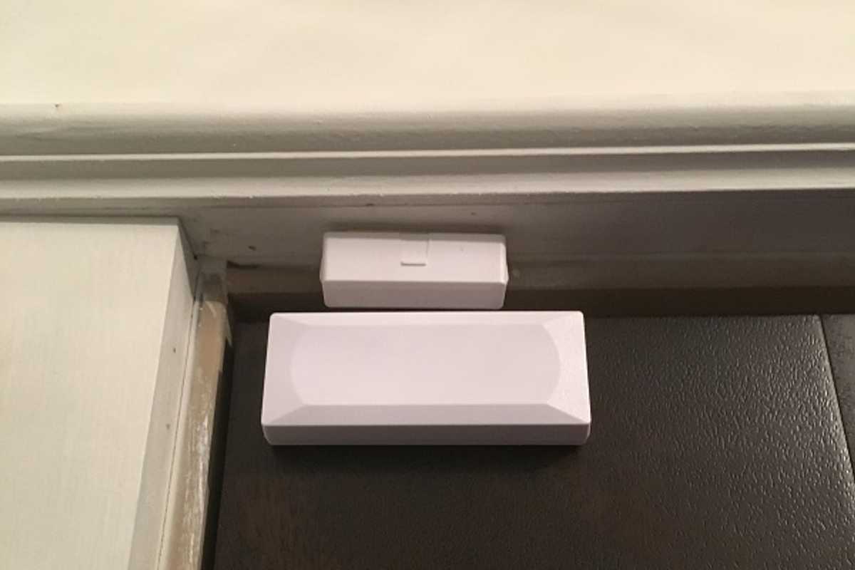 a photo of door sensors on a door