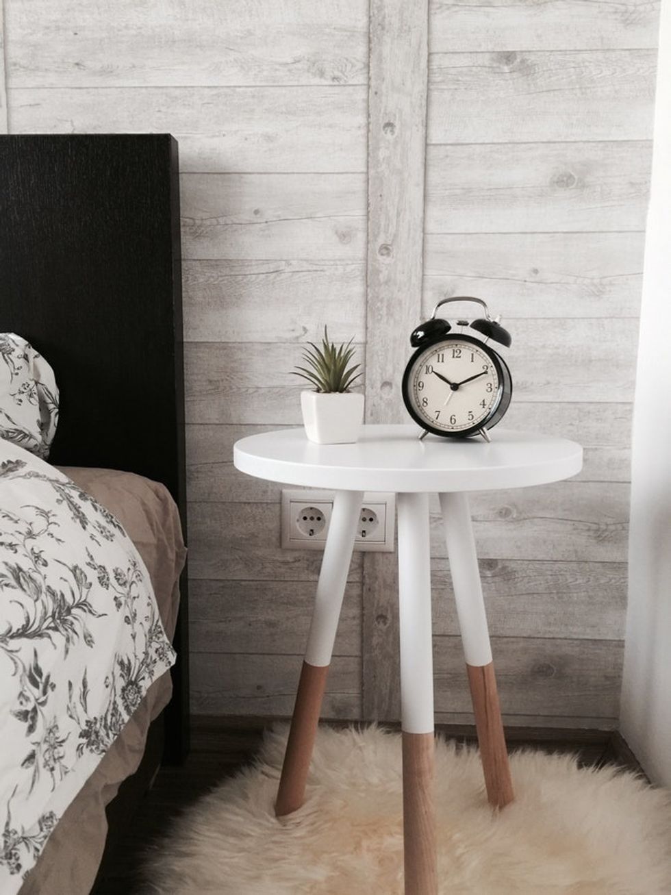 alarm clock on table