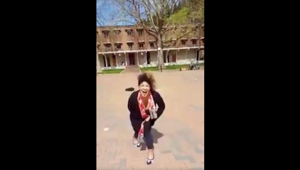 Liberal college snowflake has epic screaming meltdown after she sees