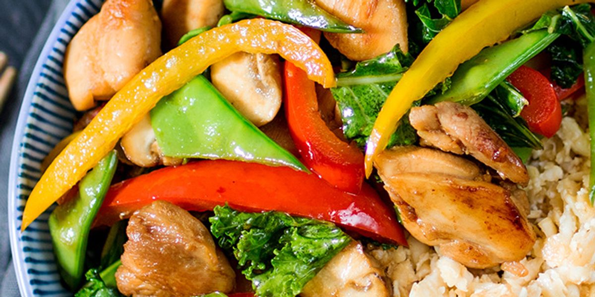 Honey & Garlic Chicken Stir Fry with Cauliflower Egg Fried Rice My