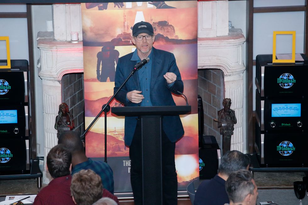 photo of Ron Howard speaking at a press conference