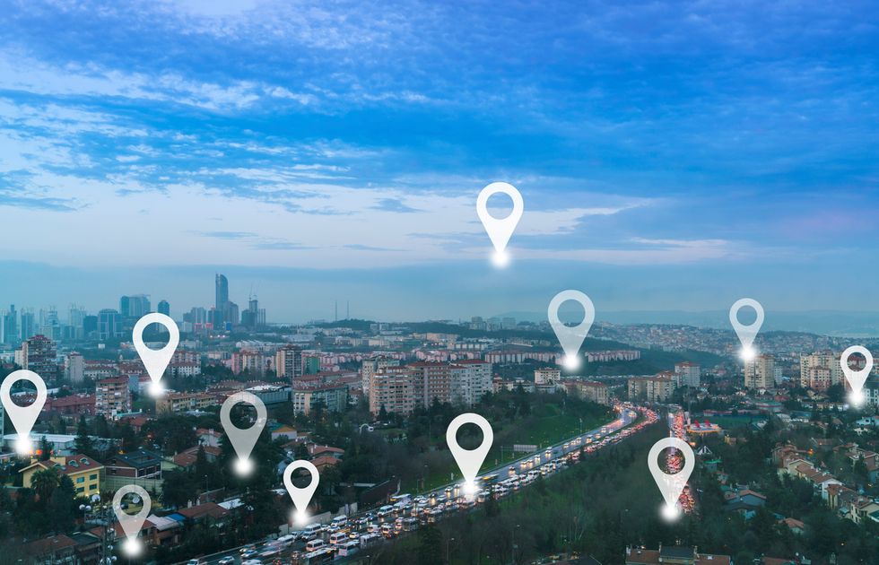 photo of a city with points of interest marketed on the photo