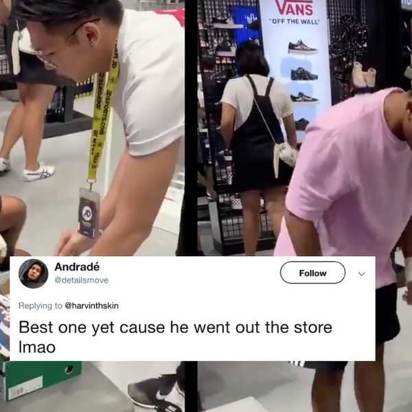 This Store Clerk's Reaction To A Stolen Sneaker Prank Should Earn Him Employee Of The Month