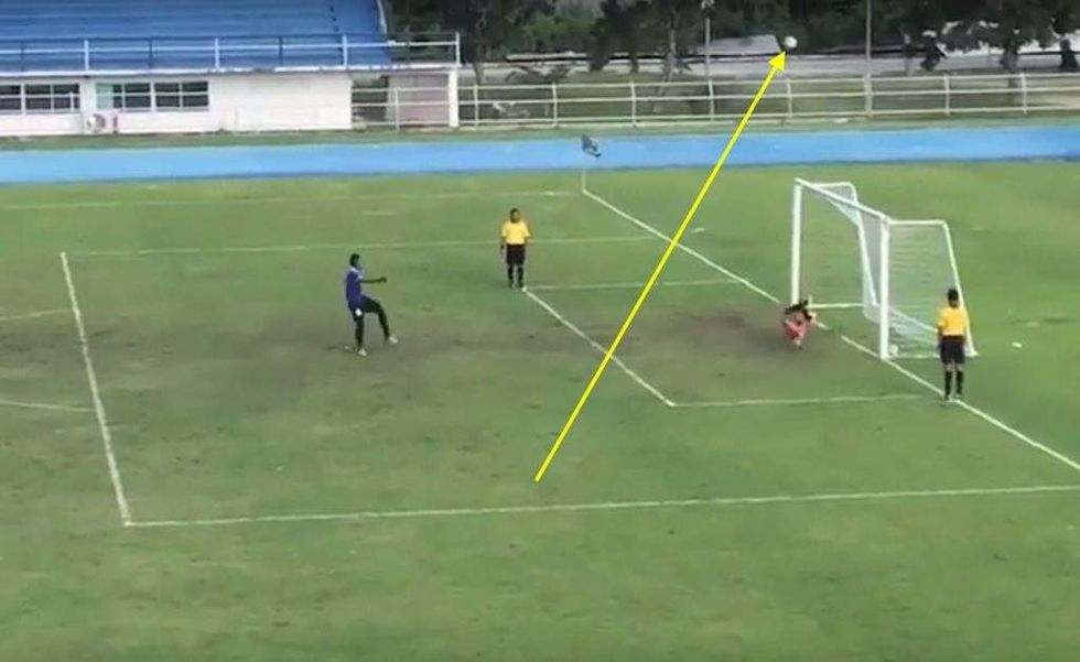 Watch what happens when a soccer goalie celebrates a rare missed