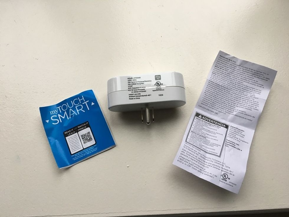 Picture of contents from inside myTOUCH Smart Wi-Fi Plug.