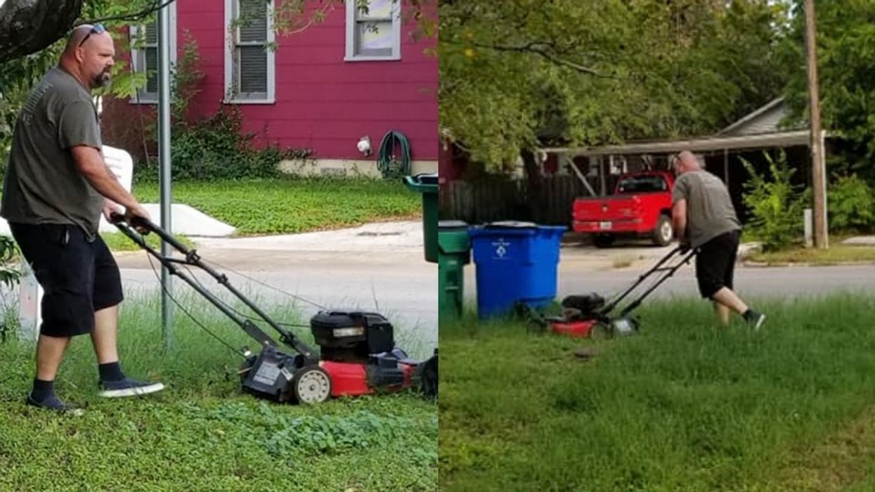 These Photos Of A Father Mowing His Ex-Wife's Lawn Even Though They Divorced 28 Years Ago Are Going Viral