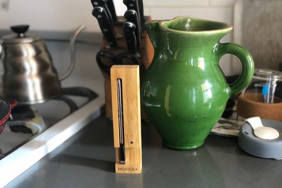 a photo of Meater smart meat thermometer on a countertop