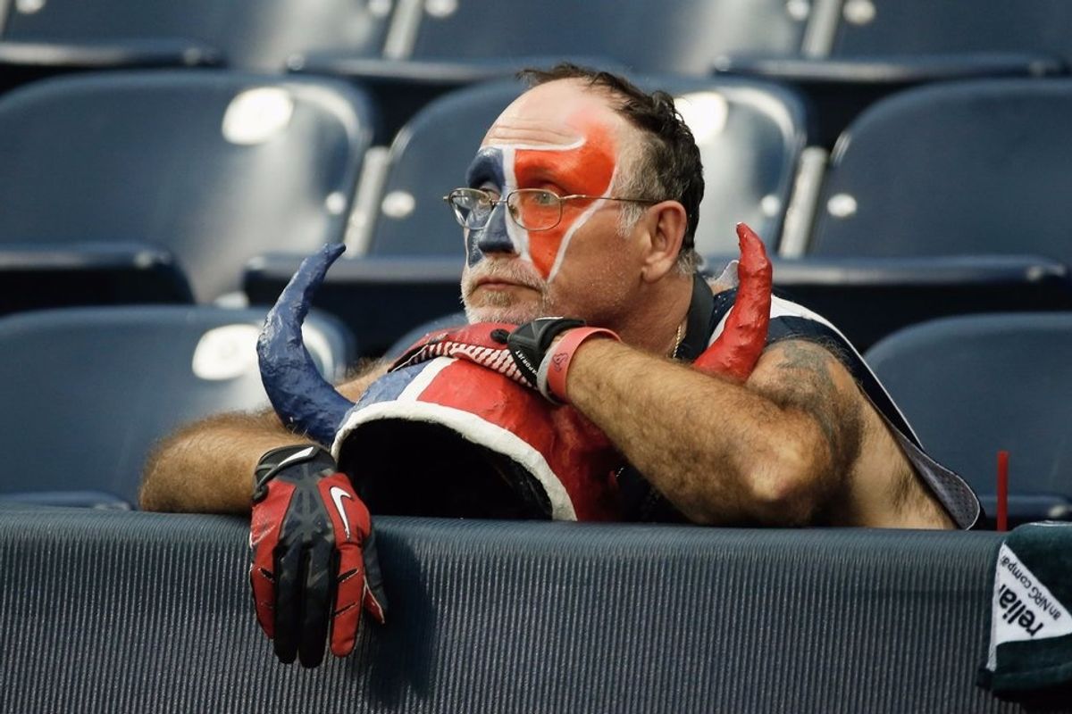 Houston Texans fan stays late after the Texans' loss to the Jacksonville Jaguars in 2013