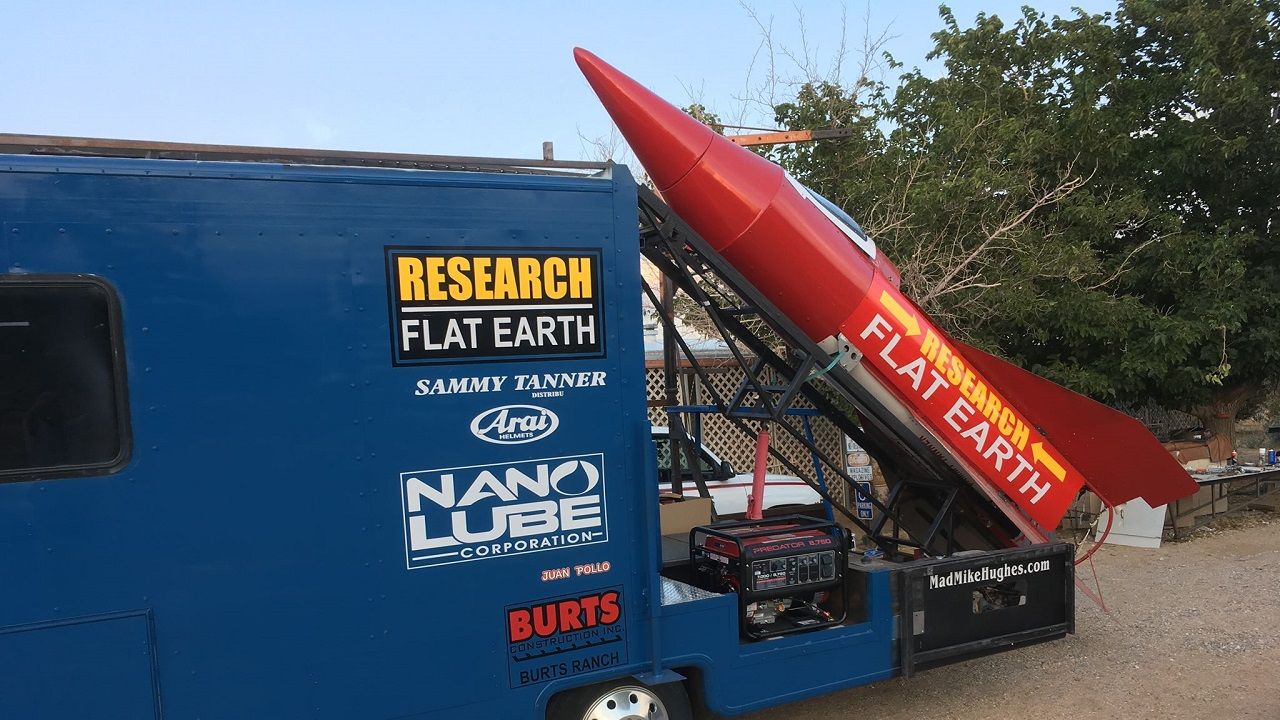 flat earther launches rocket