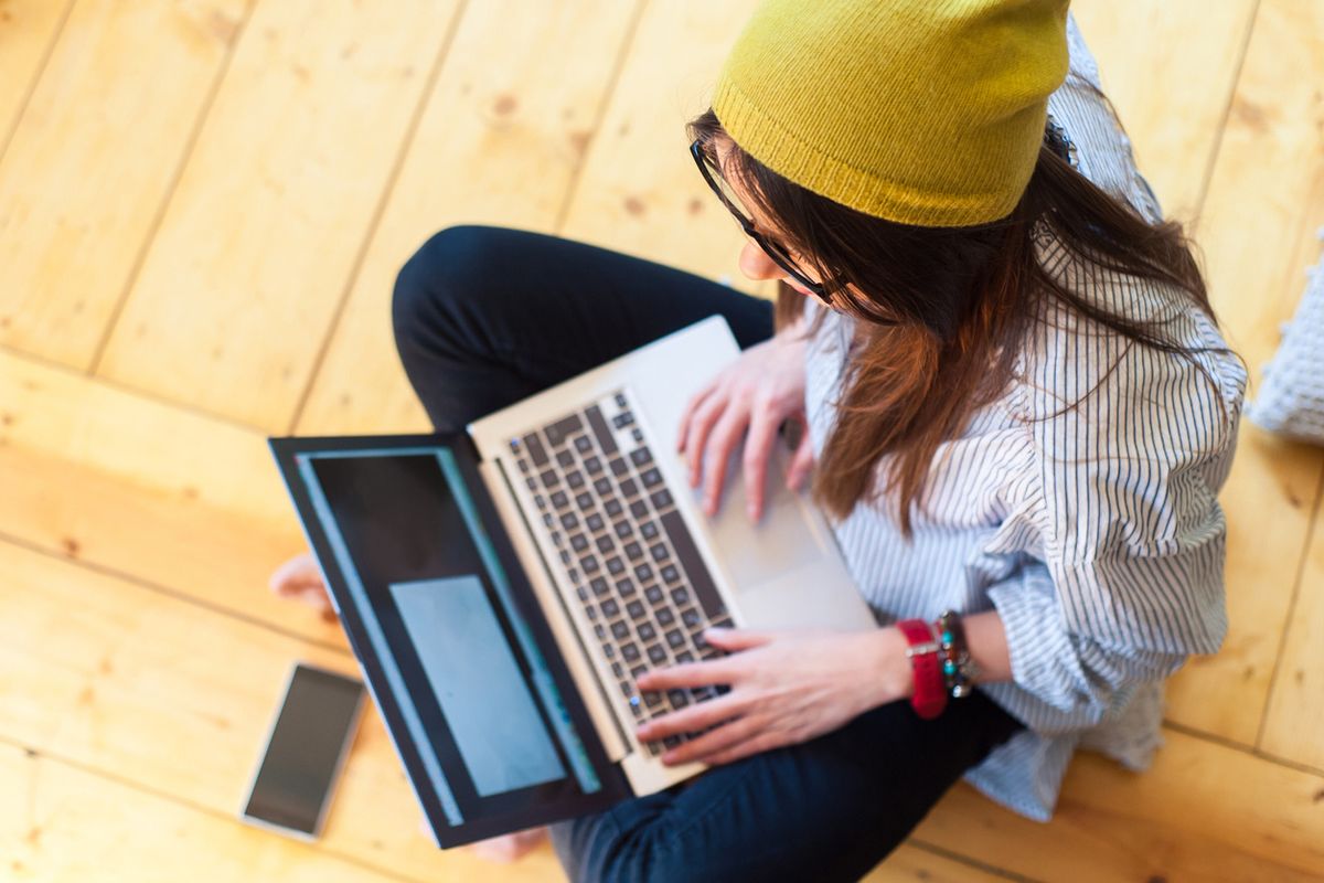 a woman on a laptop