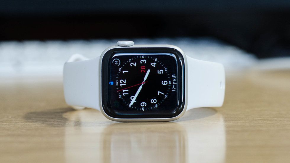 Picture of Apple Watch 4 on a table.