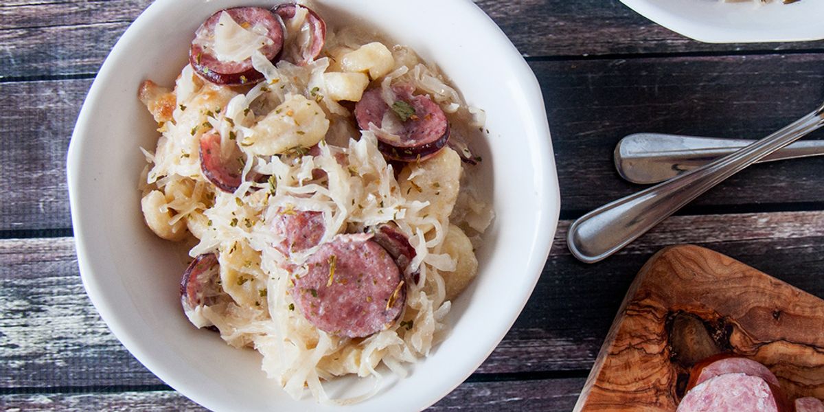Sauerkraut and Sausage Knoephla Skillet Dish My Recipe Magic