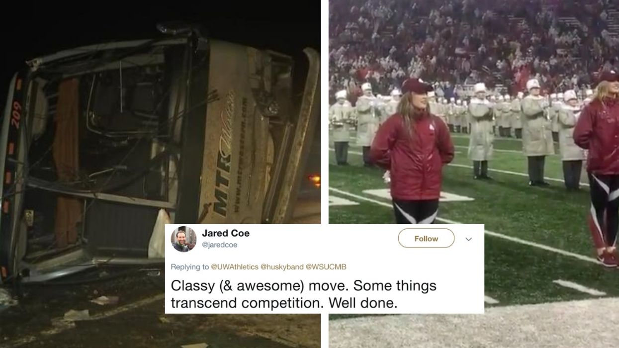 After University Of Washington Marching Band Bus Crashes, Their Washington State Rivals Show True Class ❤️