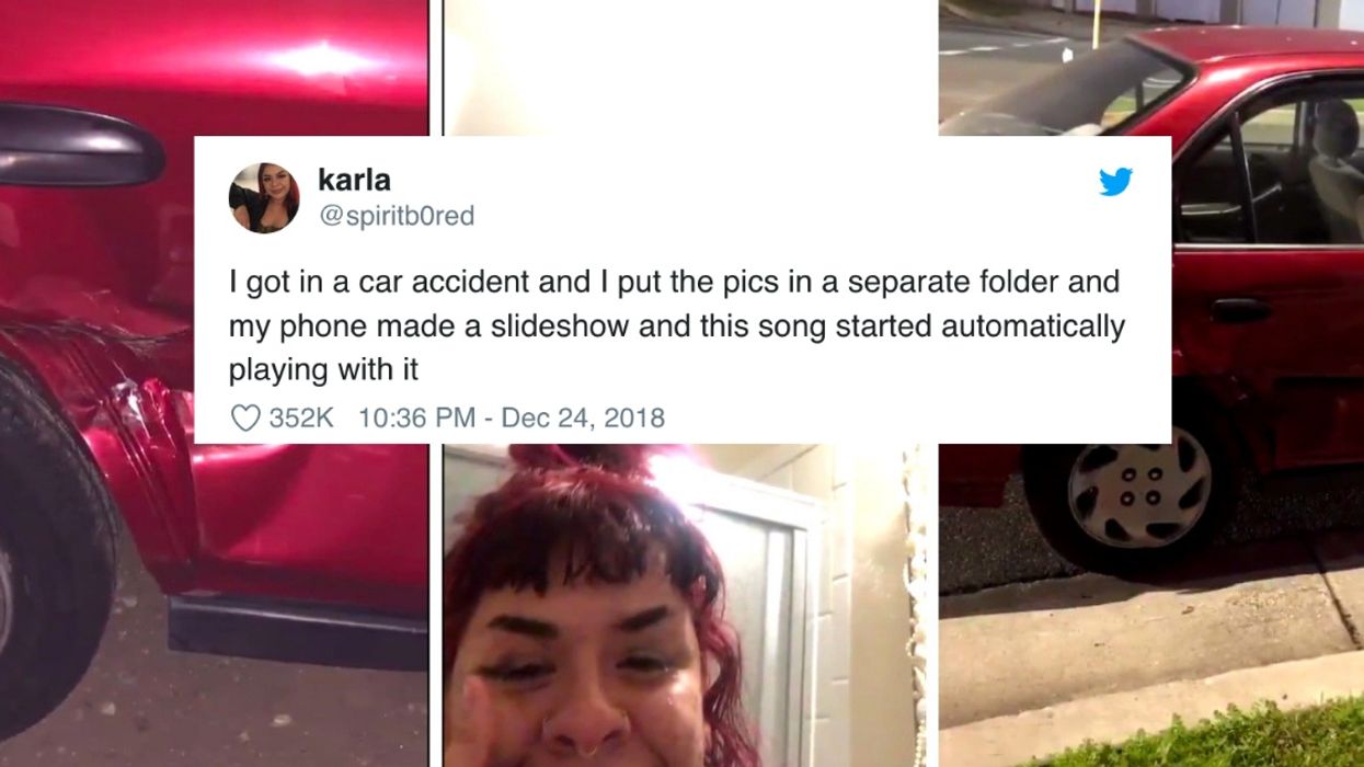 Woman's iPhone Decides To Make Morbidly Cheerful Video Out Of Her Car Crash Photos 😮😂