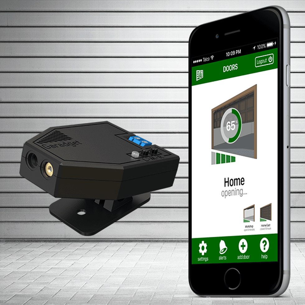 Picture of garadget garage door opener.