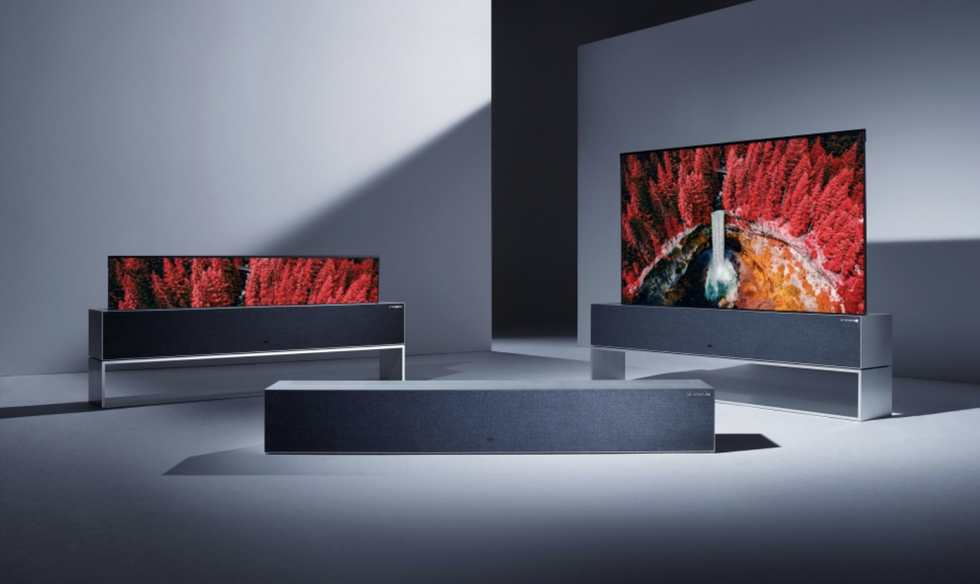 Product image of the LG rollable OLED television