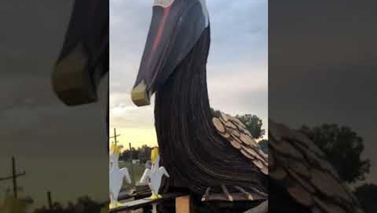 Giant wooden pelican to become Christmas Eve bonfire in Louisiana parish