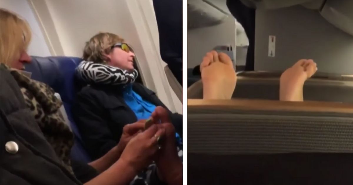 Horrified Couple Catches Woman On Video Giving Man A Pedicure On Their Flight 🤢
