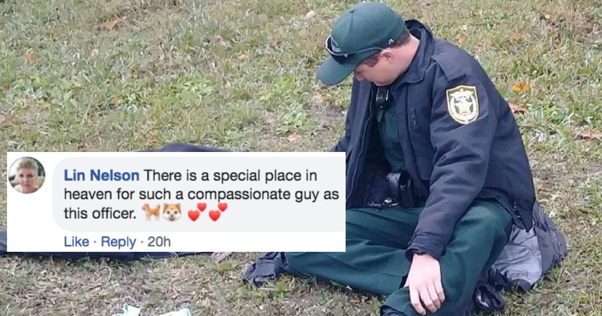 Photo Of A Florida Deputy Comforting An Injured Dog On The Side Of The Road Goes Viral 😍
