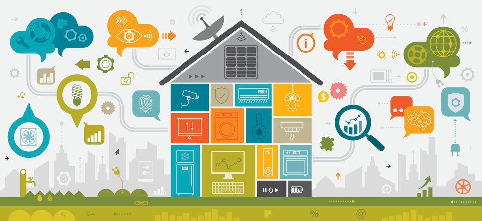 Illustration showing a smart home full of connected devices