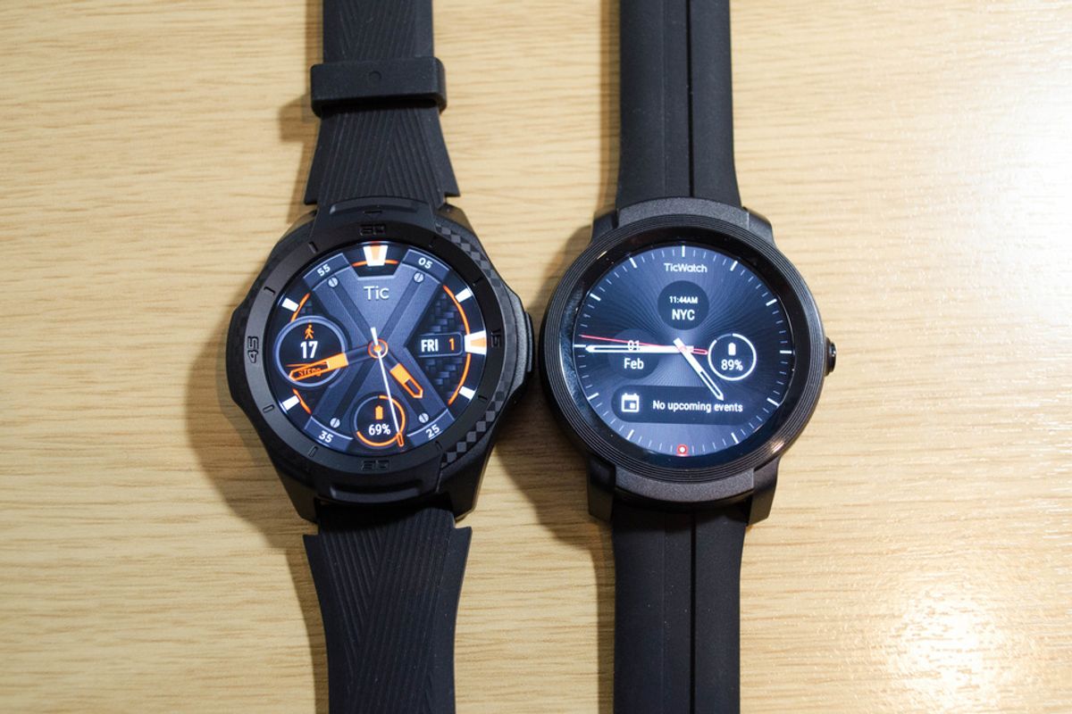 a photo of TicWatch S2 and E2 next to other