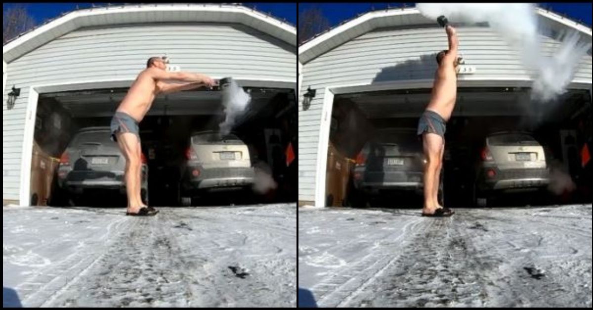 Guy's Attempt At The Boiling Water Trick During The Polar Vortex Goes Painfully Awry