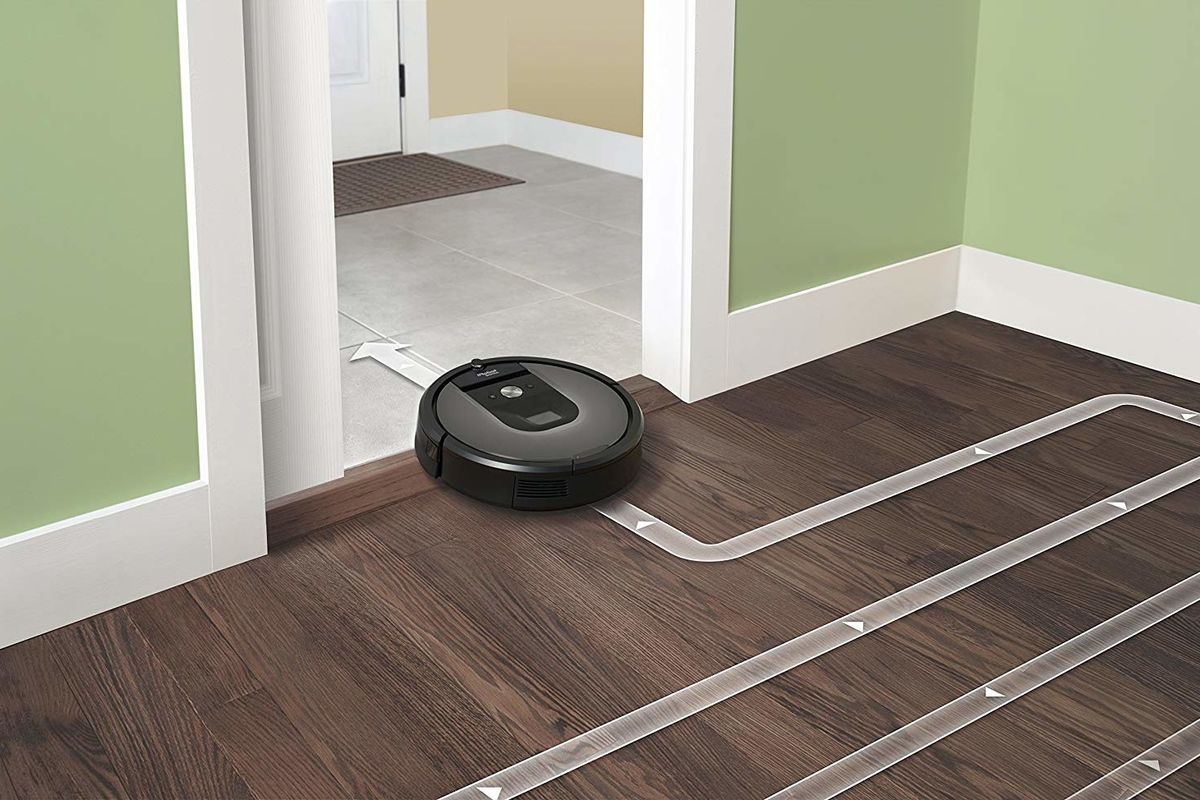 Roomba cleaning hardwood floor
