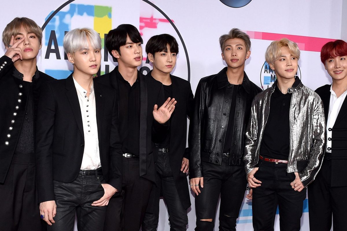 BTS in black suits at AMA awards