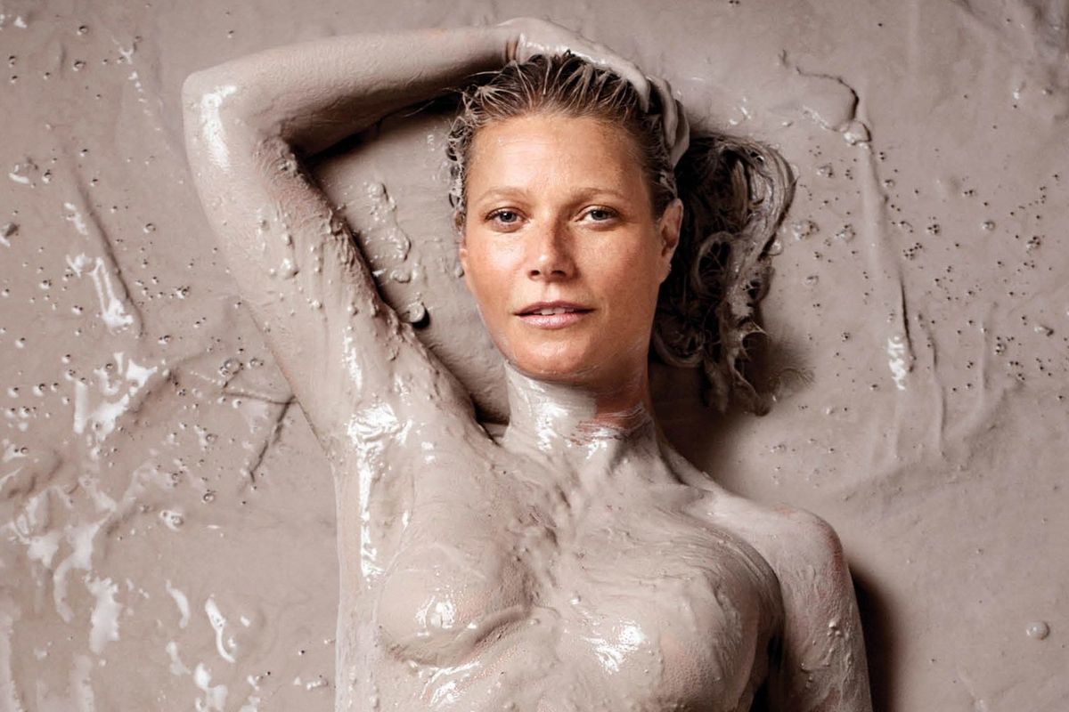 Gwyneth Paltrow covered in mud