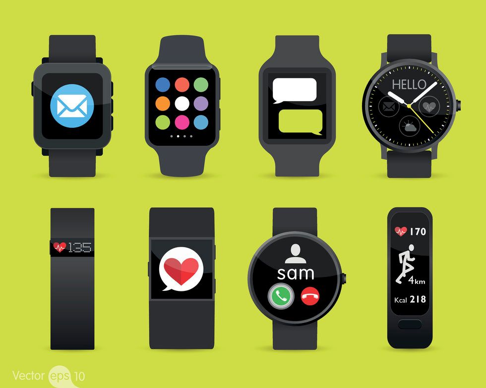 an illustration of smartwatches and fitness trackers