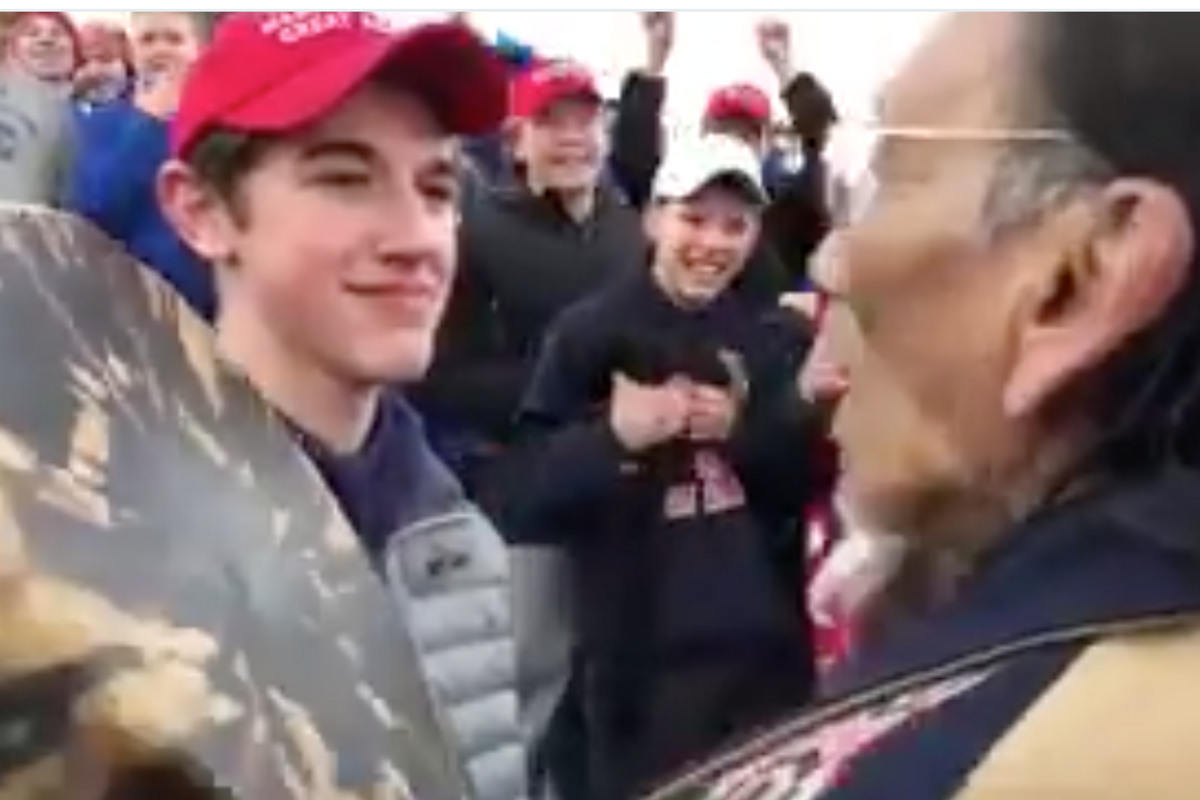 This Is The Future Republicans Want: MAGA Brats Mock Native American Drummer, Just To Be Assholes.