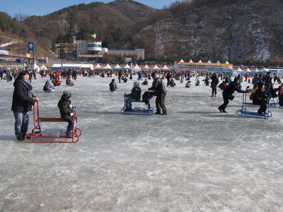 Mountain trout ice festival. Mountain Trout Ice Festival South Korea.