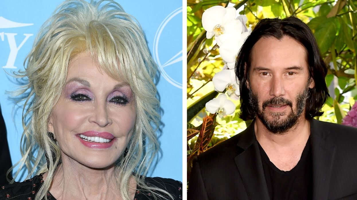 Dolly Parton Poses With Keanu Reeves After Finding Out He Once Wore Her Playboy Cover Outfit 😂