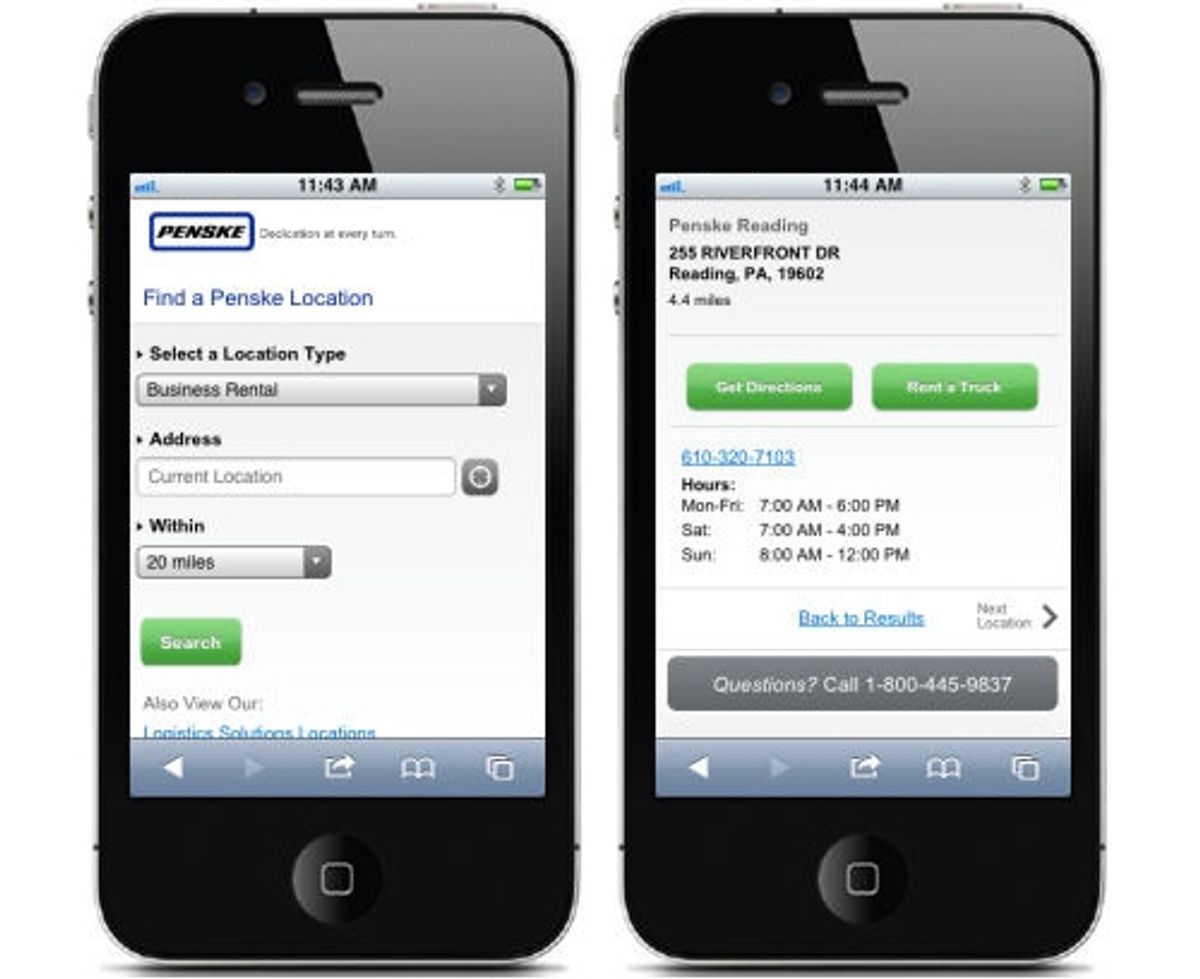 Mobile Site Adds Convenience for Penske’s Commercial Customers