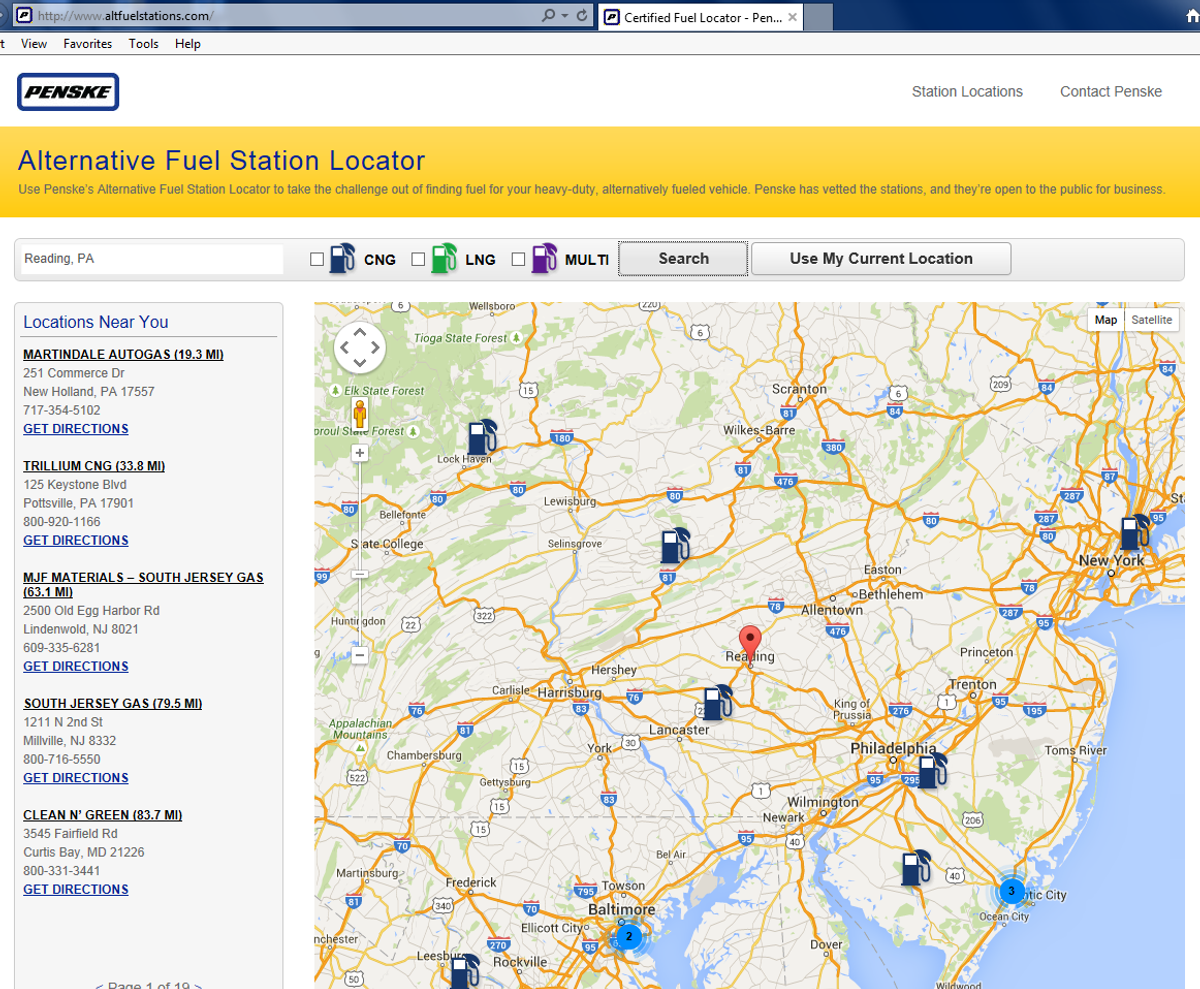 Penske Introduces Alternative Fuel Station Finder Website