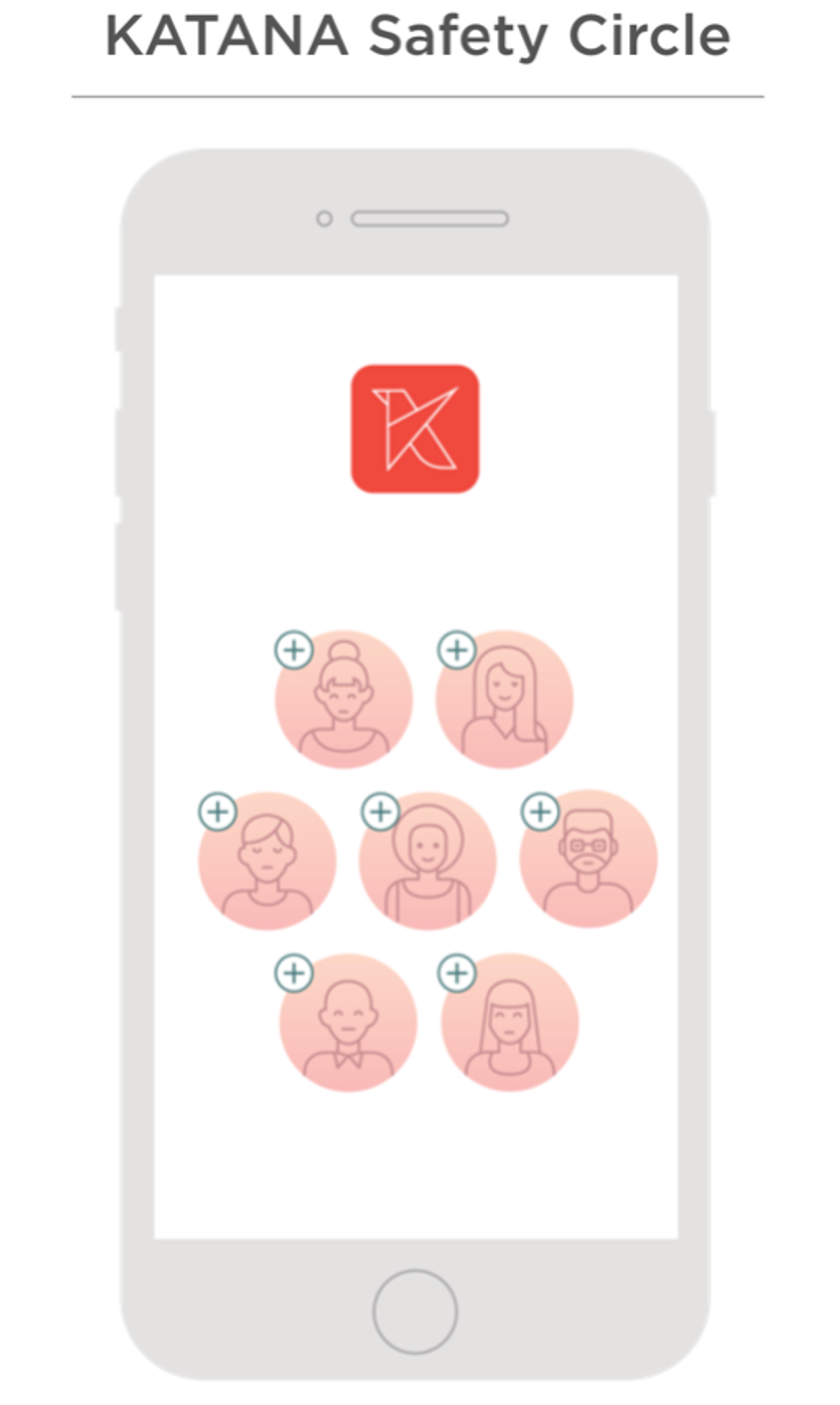 A photo of \u200bthe Katana app, where you can add up to seven emergency contacts