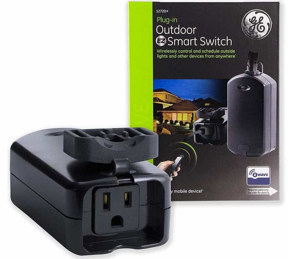 A photo of anoutdoor smart switch from GE, that lets you link and control Z-Wave devices all from one smart hub\u200b