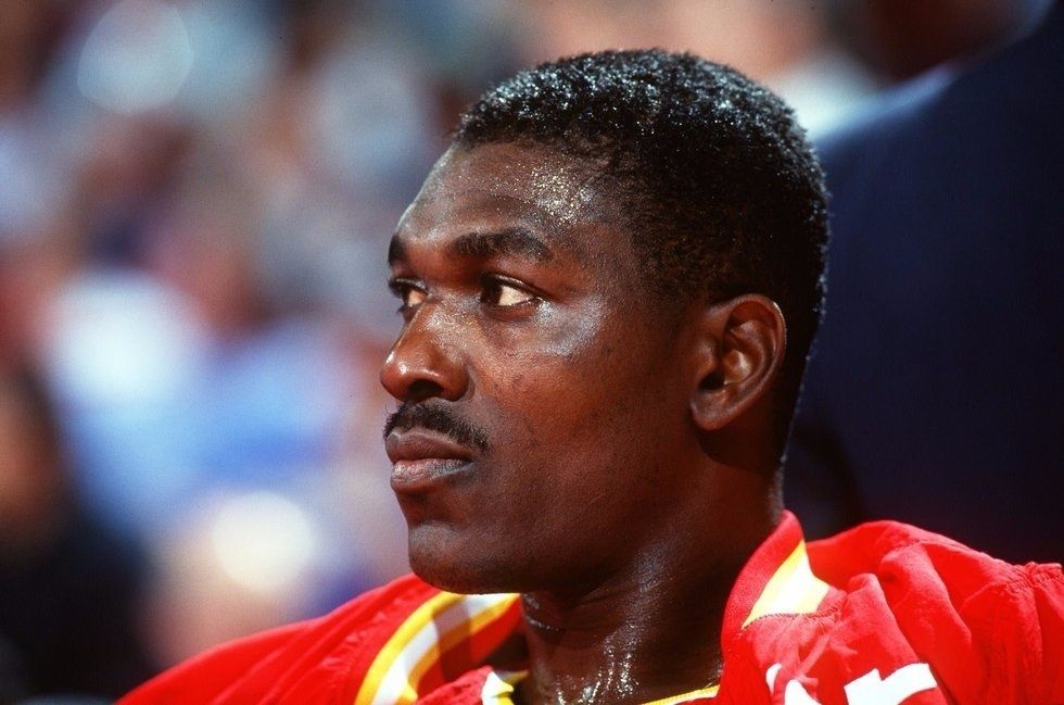 Hakeem Olajuwon playing for the Houston Rockets in 1993