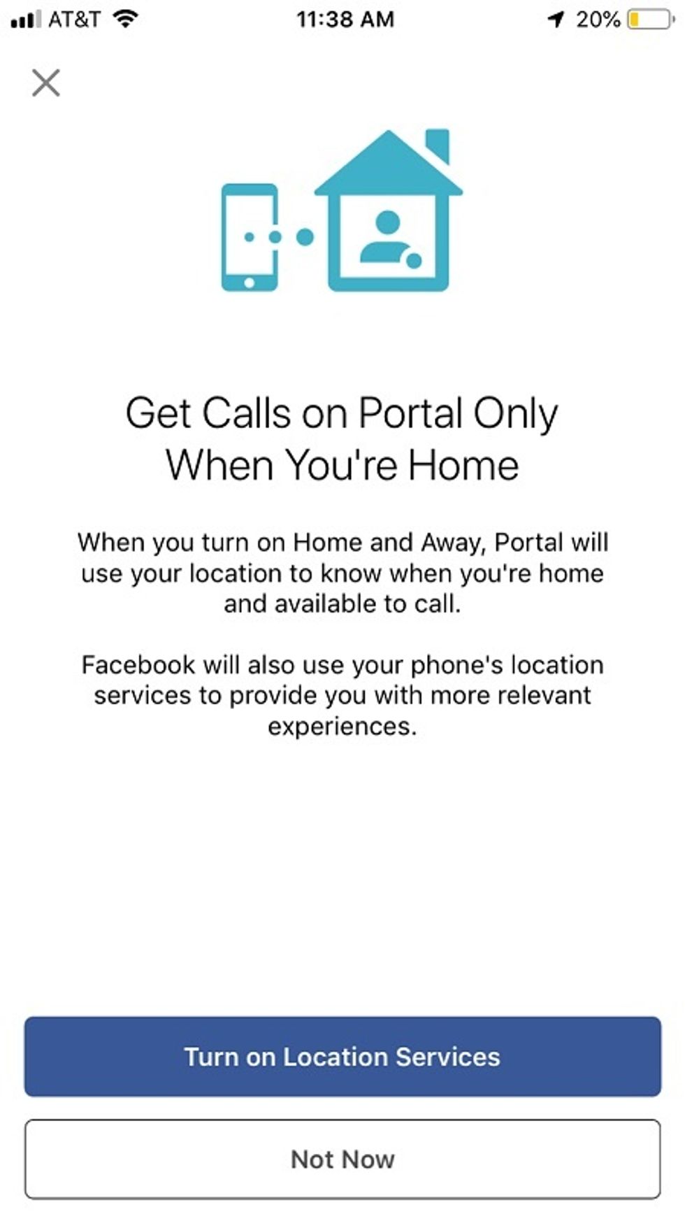 Picture of facebook portal app for setting up calls