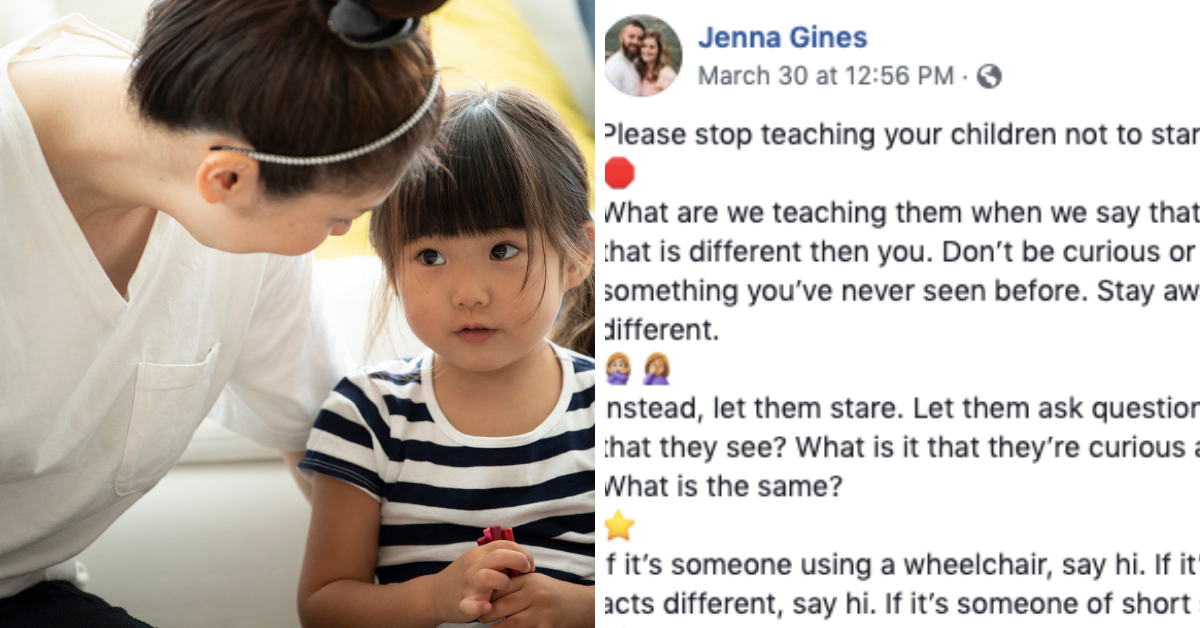 Mom Pens Powerful Post About Why We Shouldn't Stop Children From Staring