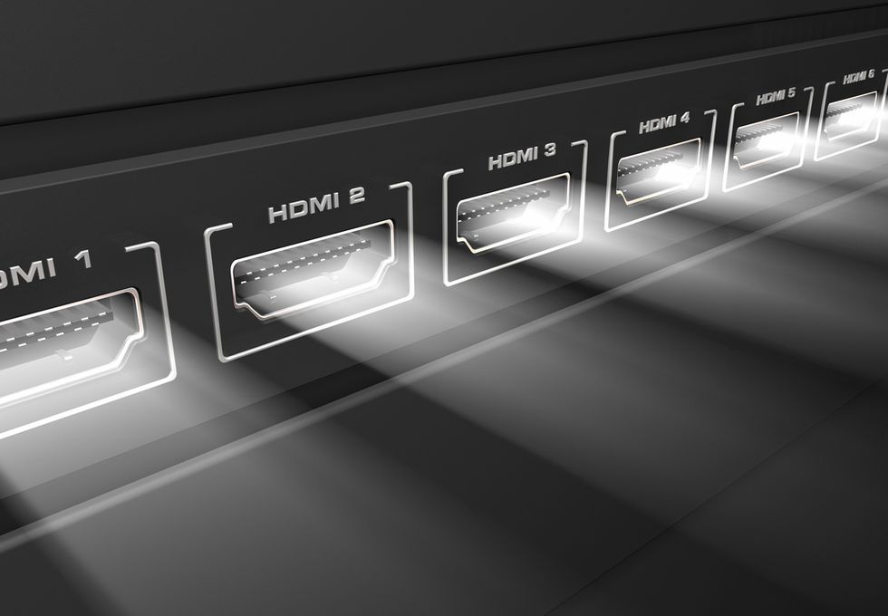 Stock image of a television's HDMI ports