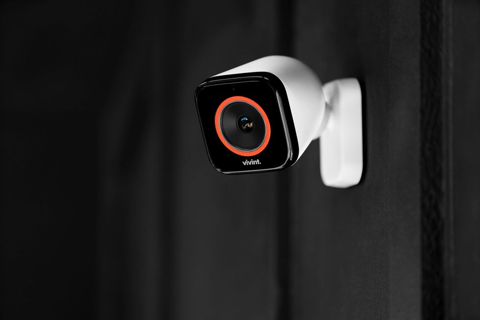 A photo of the new Vivint Outdoor Camera Pro, which sends alerts when someone has lingered too long on a property