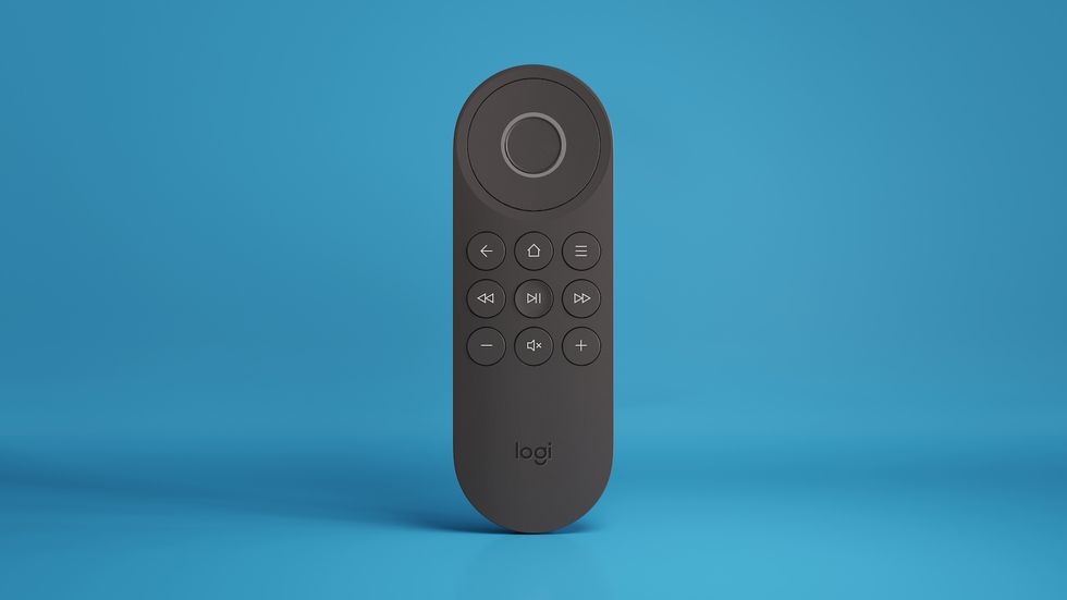 A photo of the new Logitech Harmony Express controller, which has just ten buttons, and is meant to simplify how you operate your entertainment and smart home devices