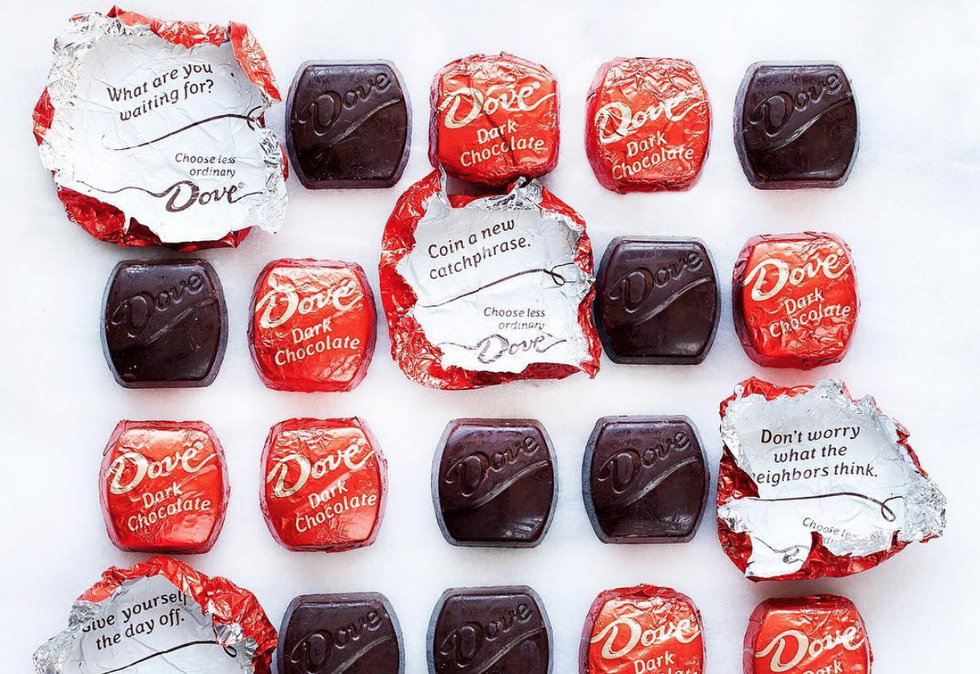 Dove chocolates are little drops of inspiration.