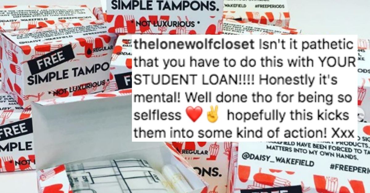 University Doesn't Cover The Cost Of Sanitary Products, So Student Uses Her Loan To Offer Them To Other Students For Free