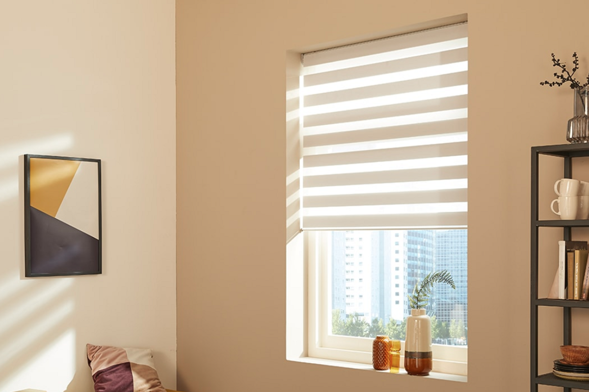 Photo of a room with window blinds