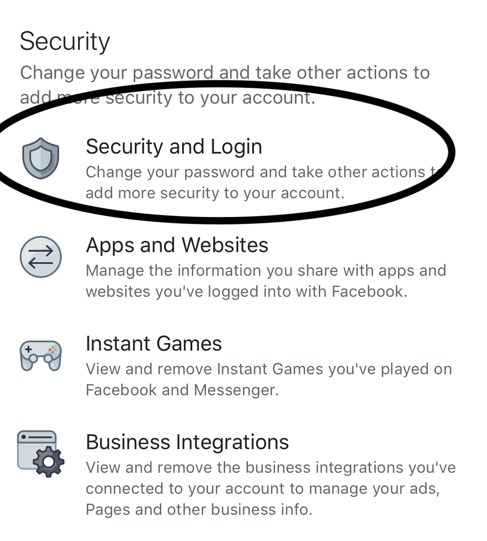 Image of Facebook screen, with details on how to change your password
