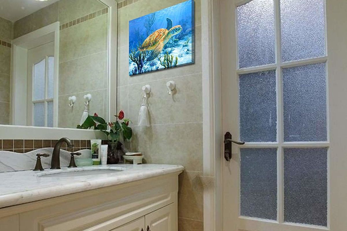 seat turtle wall art bathroom