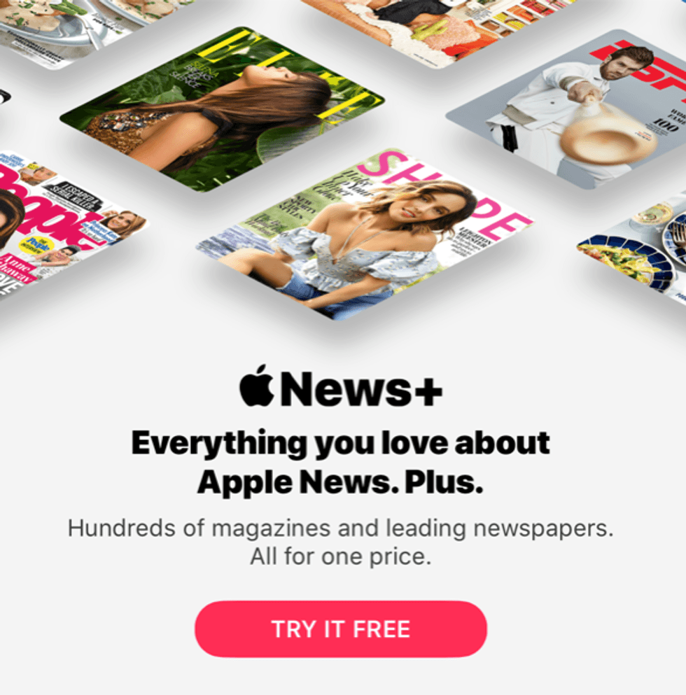 A photo showing the subscribe button for Apple News+ which comes with a 30-day free trial